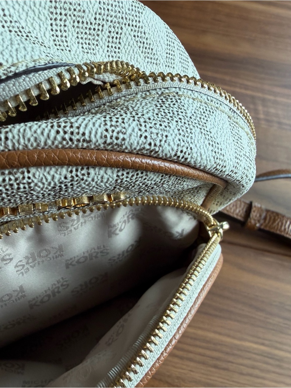 Michael Kors Cream & Tan Logo Mini Backpack with Gold Studs - Picture 5 of 5